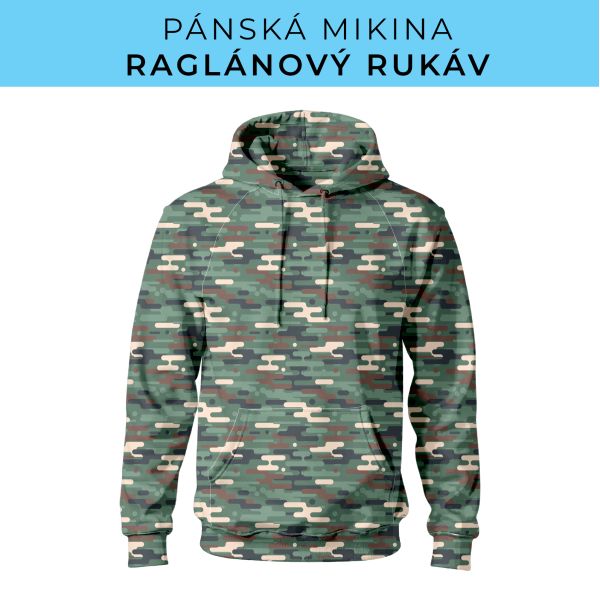 PÁNSKÝ střih - mikina raglan ZÁKLADNÍ s kapucí