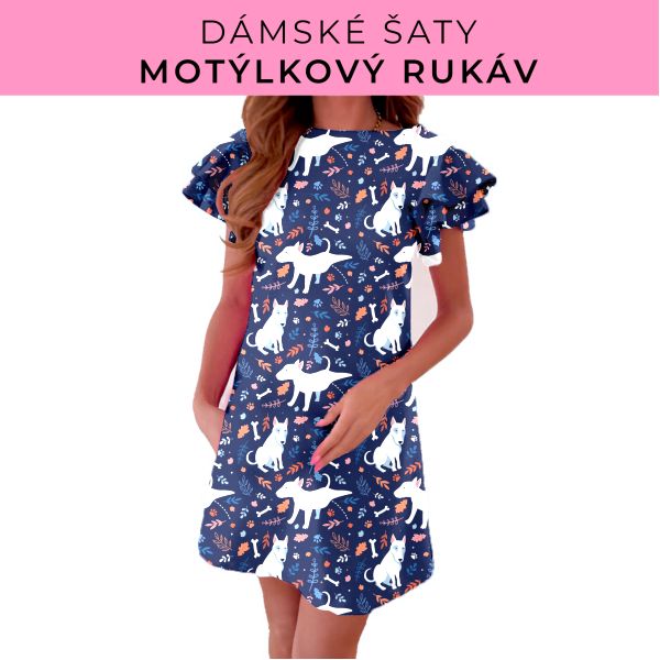 DÁMSKÝ střih - šaty s motýlkovým rukávem