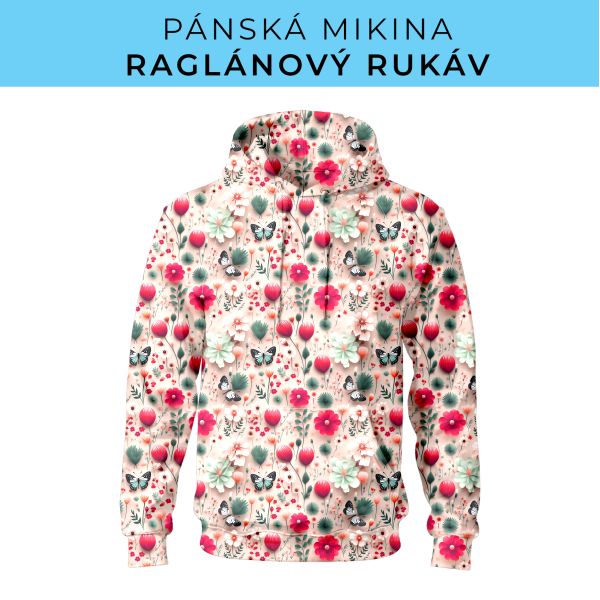 PÁNSKÝ střih - mikina raglan ZÁKLADNÍ s kapucí