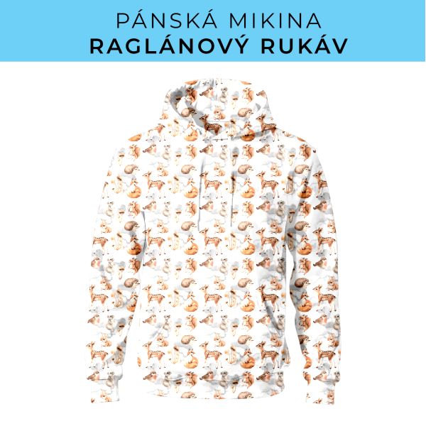 PÁNSKÝ střih - mikina raglan ZÁKLADNÍ s kapucí