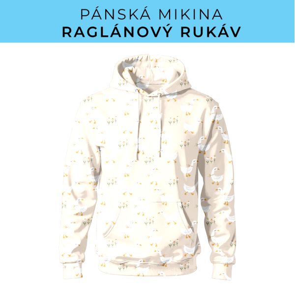 PÁNSKÝ střih - mikina raglan ZÁKLADNÍ s kapucí