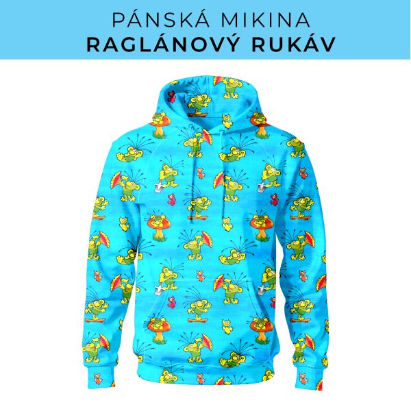 PÁNSKÝ střih - mikina raglan ZÁKLADNÍ s kapucí