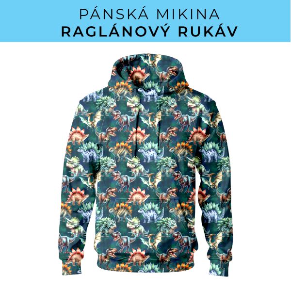 PÁNSKÝ střih - mikina raglan ZÁKLADNÍ s kapucí