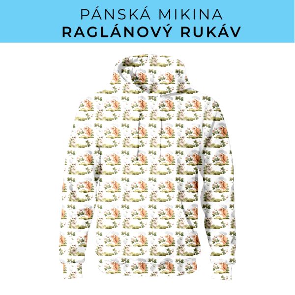 PÁNSKÝ střih - mikina raglan ZÁKLADNÍ s kapucí