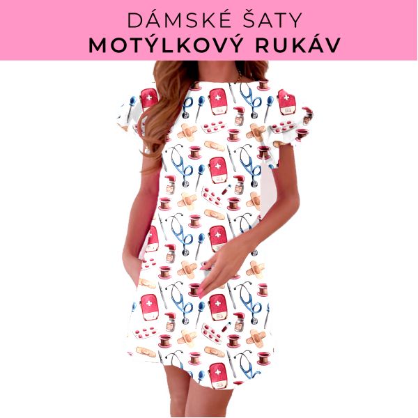 DÁMSKÝ střih - šaty s motýlkovým rukávem