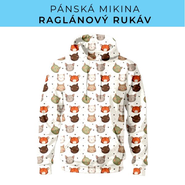 PÁNSKÝ střih - mikina raglan ZÁKLADNÍ s kapucí