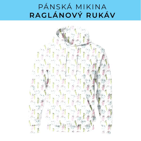 PÁNSKÝ střih - mikina raglan ZÁKLADNÍ s kapucí