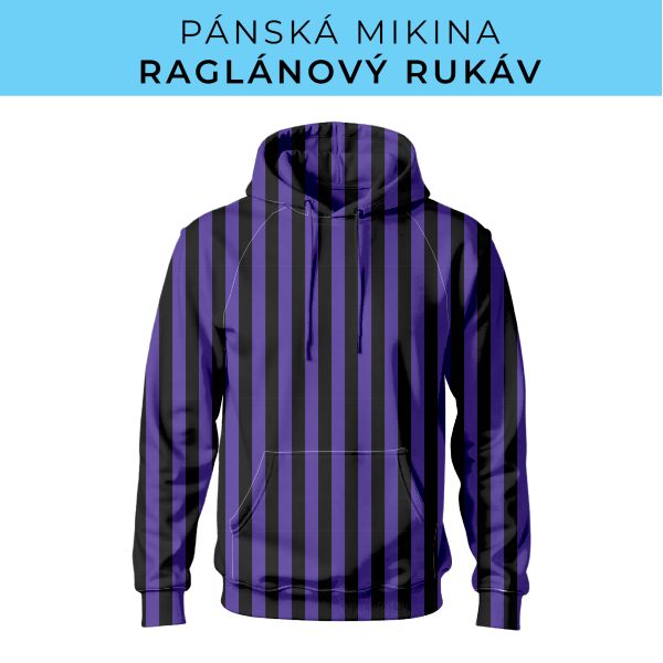 PÁNSKÝ střih - mikina raglan ZÁKLADNÍ s kapucí