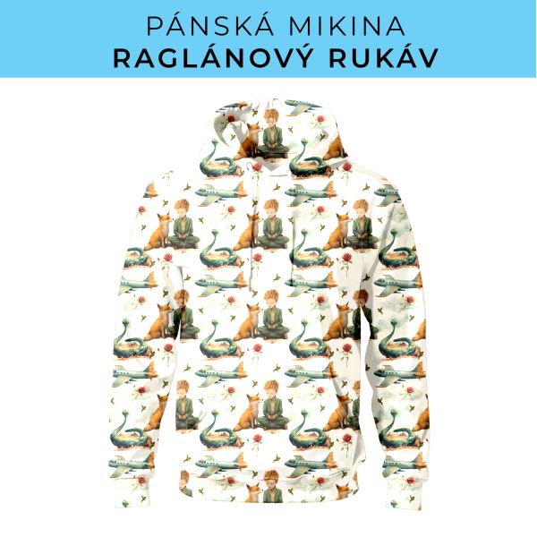 PÁNSKÝ střih - mikina raglan ZÁKLADNÍ s kapucí