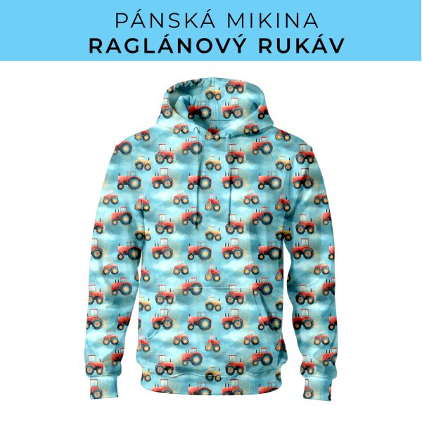 PÁNSKÝ střih - mikina raglan ZÁKLADNÍ s kapucí