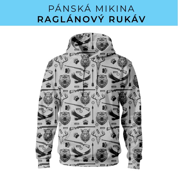PÁNSKÝ střih - mikina raglan ZÁKLADNÍ s kapucí