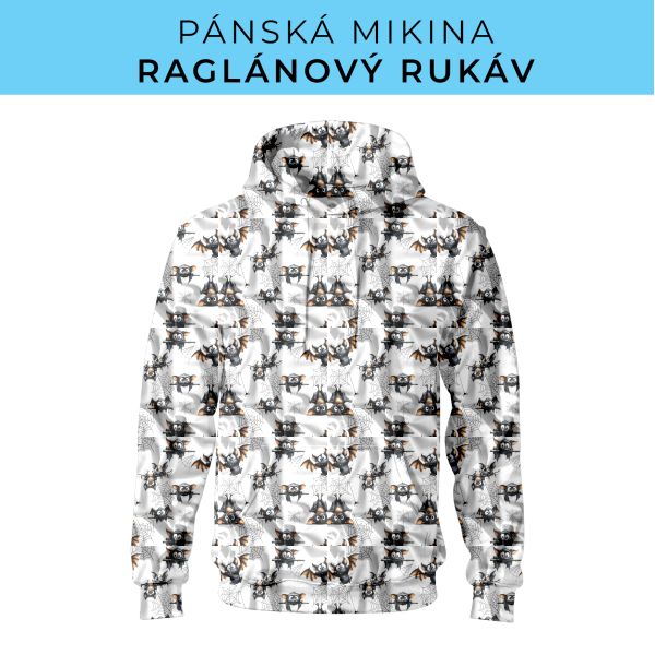 PÁNSKÝ střih - mikina raglan ZÁKLADNÍ s kapucí