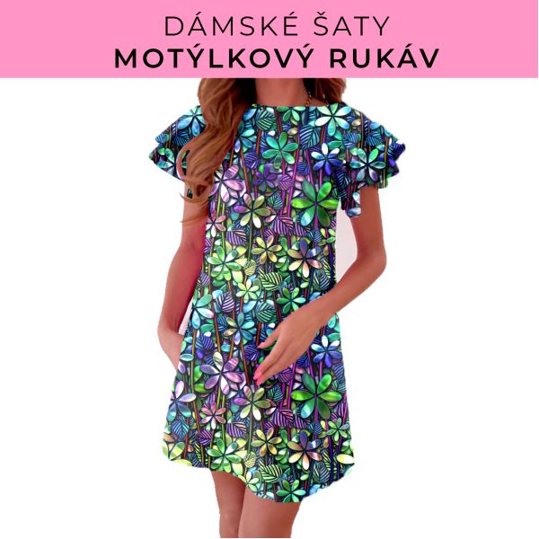 DÁMSKÝ střih - šaty s motýlkovým rukávem