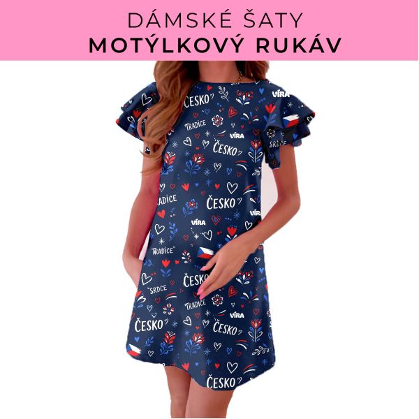 DÁMSKÝ střih - šaty s motýlkovým rukávem
