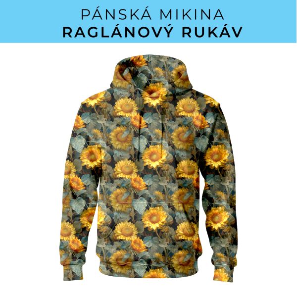 PÁNSKÝ střih - mikina raglan ZÁKLADNÍ s kapucí