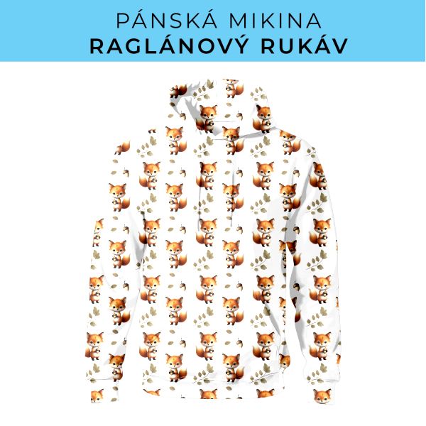 PÁNSKÝ střih - mikina raglan ZÁKLADNÍ s kapucí