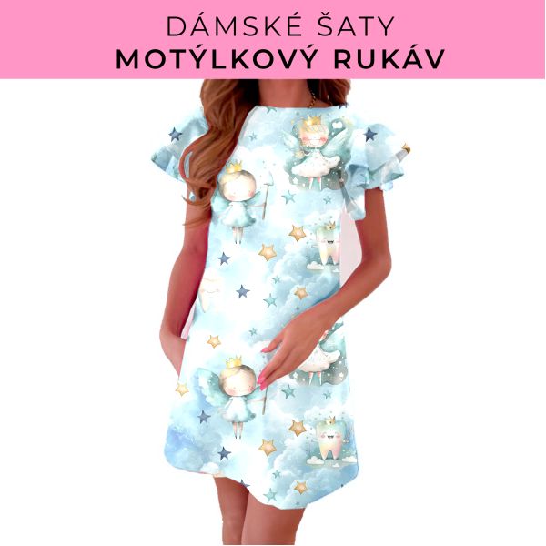 DÁMSKÝ střih - šaty s motýlkovým rukávem