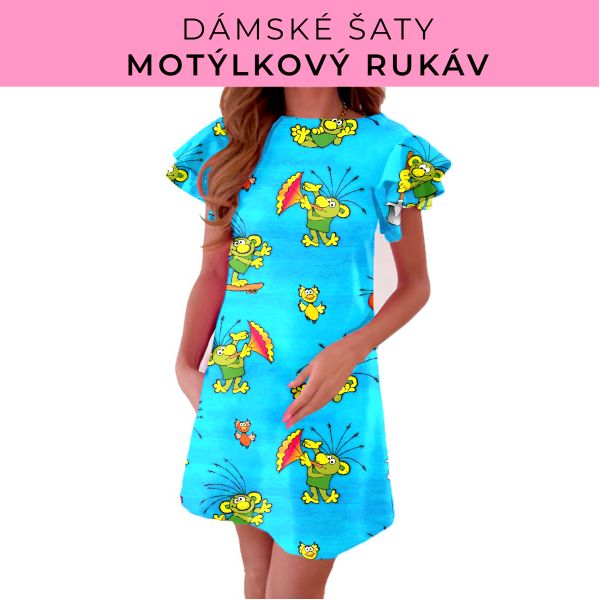 DÁMSKÝ střih - šaty s motýlkovým rukávem