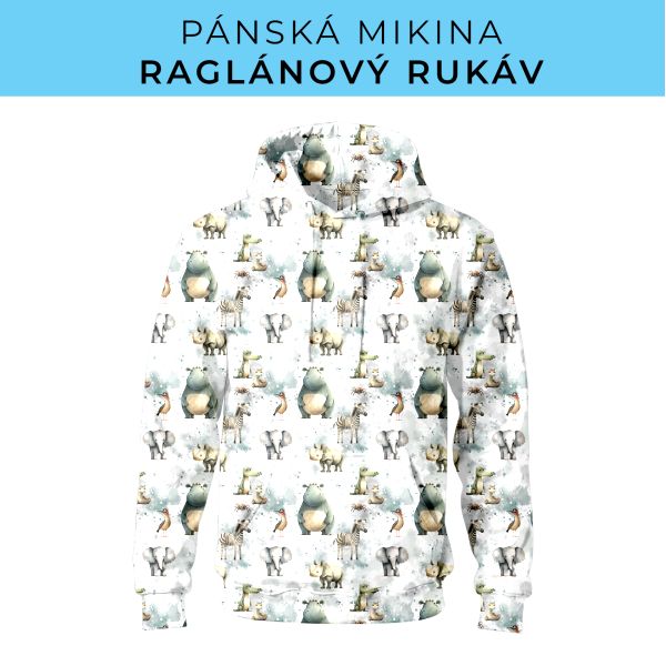 PÁNSKÝ střih - mikina raglan ZÁKLADNÍ s kapucí
