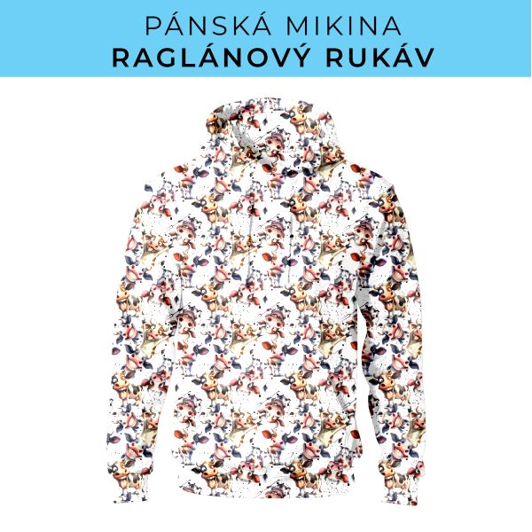 PÁNSKÝ střih - mikina raglan ZÁKLADNÍ s kapucí