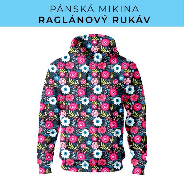 PÁNSKÝ střih - mikina raglan ZÁKLADNÍ s kapucí
