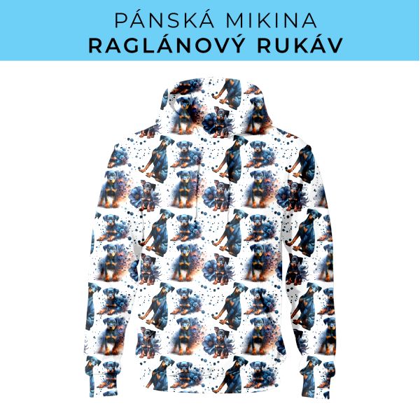 PÁNSKÝ střih - mikina raglan ZÁKLADNÍ s kapucí