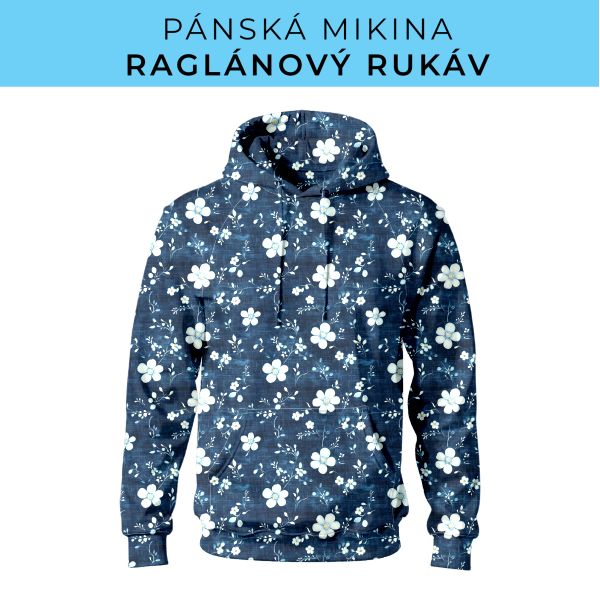 PÁNSKÝ střih - mikina raglan ZÁKLADNÍ s kapucí