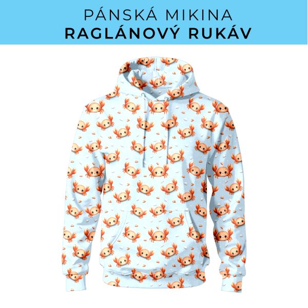 PÁNSKÝ střih - mikina raglan ZÁKLADNÍ s kapucí