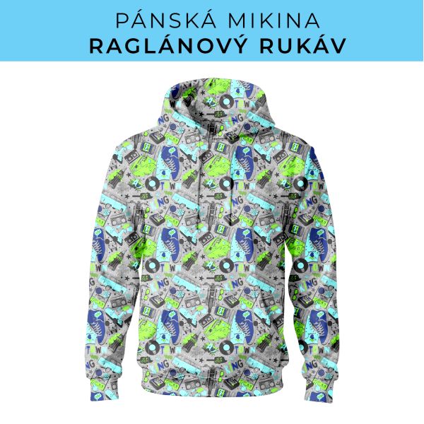 PÁNSKÝ střih - mikina raglan ZÁKLADNÍ s kapucí