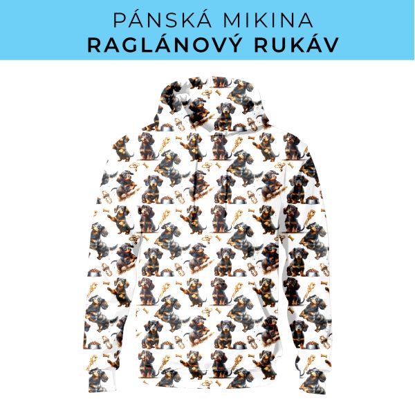 PÁNSKÝ střih - mikina raglan ZÁKLADNÍ s kapucí