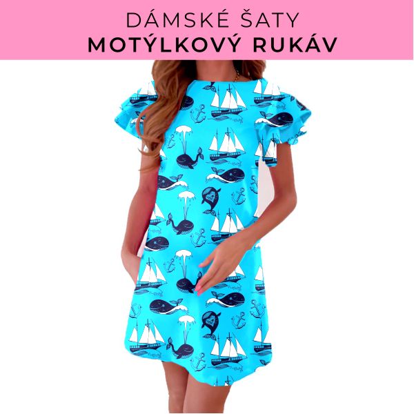 DÁMSKÝ střih - šaty s motýlkovým rukávem
