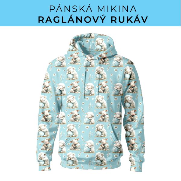PÁNSKÝ střih - mikina raglan ZÁKLADNÍ s kapucí