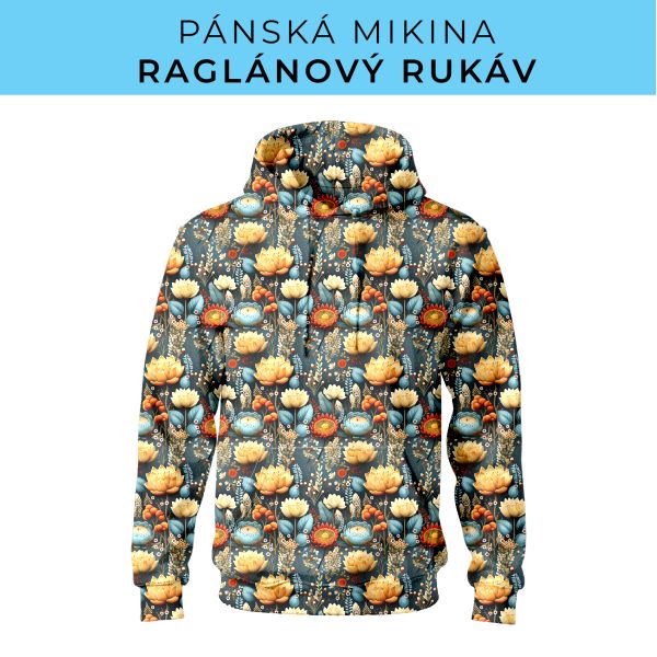 PÁNSKÝ střih - mikina raglan ZÁKLADNÍ s kapucí