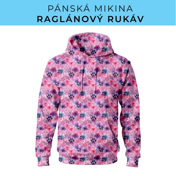 PÁNSKÝ střih - mikina raglan ZÁKLADNÍ s kapucí