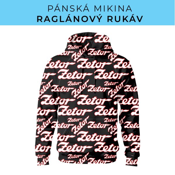 PÁNSKÝ střih - mikina raglan ZÁKLADNÍ s kapucí