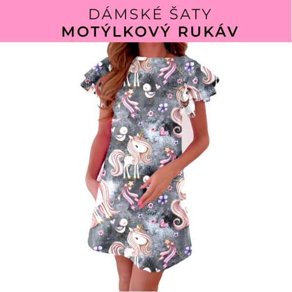 DÁMSKÝ střih - šaty s motýlkovým rukávem