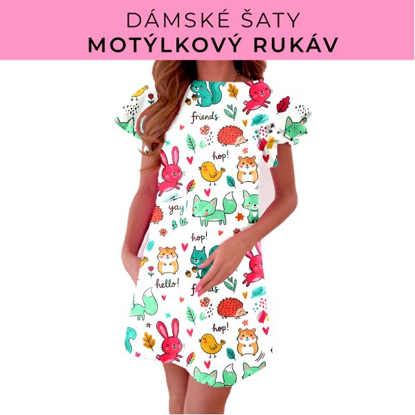 DÁMSKÝ střih - šaty s motýlkovým rukávem