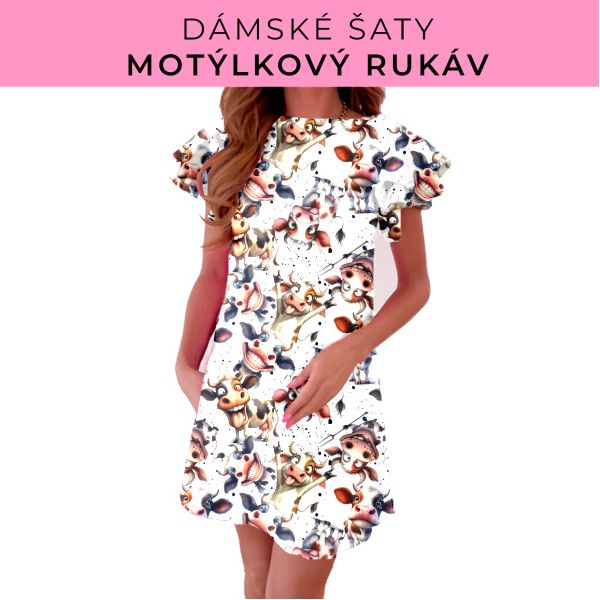 DÁMSKÝ střih - šaty s motýlkovým rukávem
