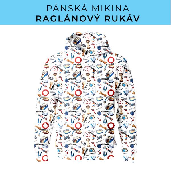 PÁNSKÝ střih - mikina raglan ZÁKLADNÍ s kapucí