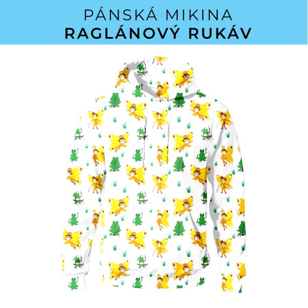 PÁNSKÝ střih - mikina raglan ZÁKLADNÍ s kapucí