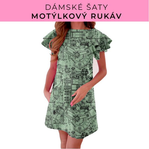 DÁMSKÝ střih - šaty s motýlkovým rukávem