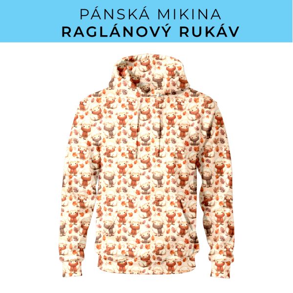 PÁNSKÝ střih - mikina raglan ZÁKLADNÍ s kapucí