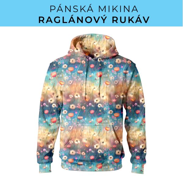 PÁNSKÝ střih - mikina raglan ZÁKLADNÍ s kapucí