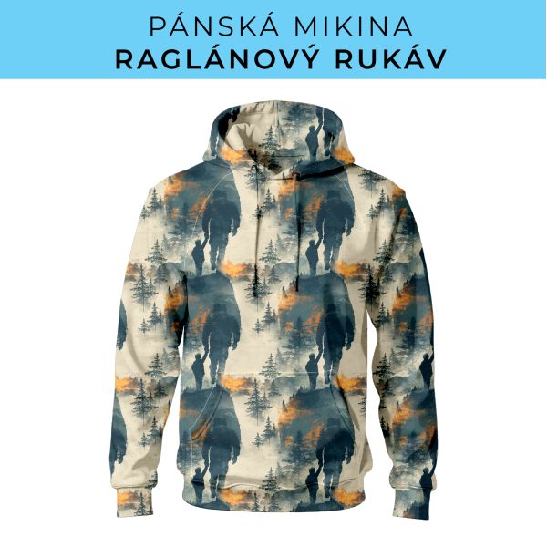 PÁNSKÝ střih - mikina raglan ZÁKLADNÍ s kapucí