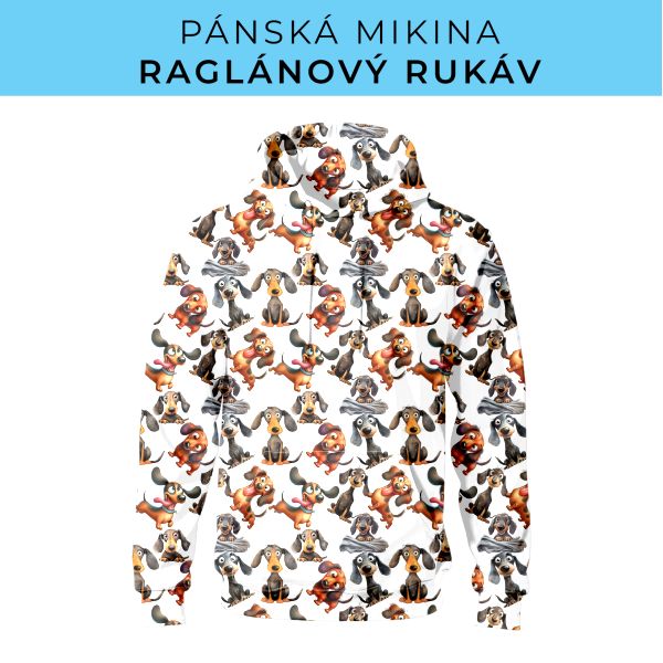 PÁNSKÝ střih - mikina raglan ZÁKLADNÍ s kapucí