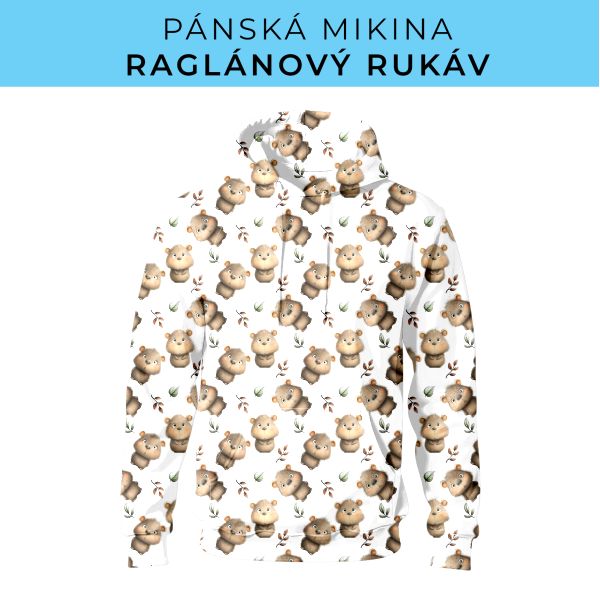 PÁNSKÝ střih - mikina raglan ZÁKLADNÍ s kapucí