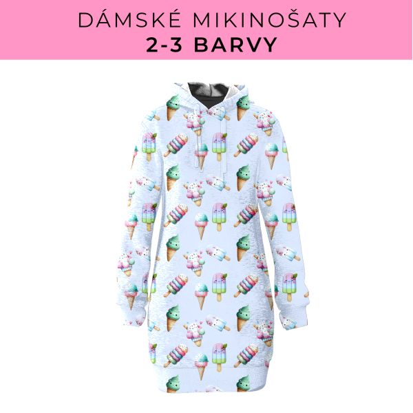 DÁMSKÝ střih - Mikinošaty 2-3 barvy