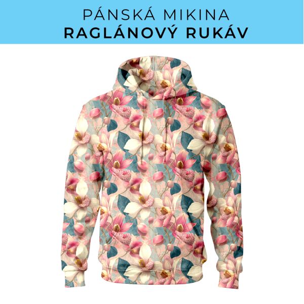 PÁNSKÝ střih - mikina raglan ZÁKLADNÍ s kapucí