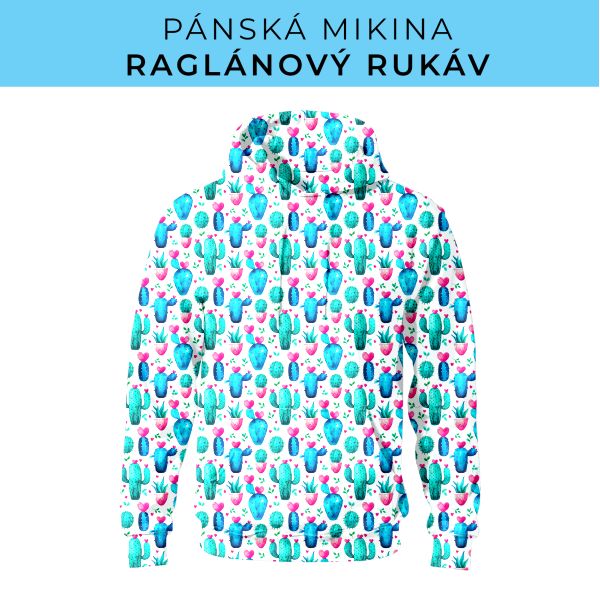 PÁNSKÝ střih - mikina raglan ZÁKLADNÍ s kapucí