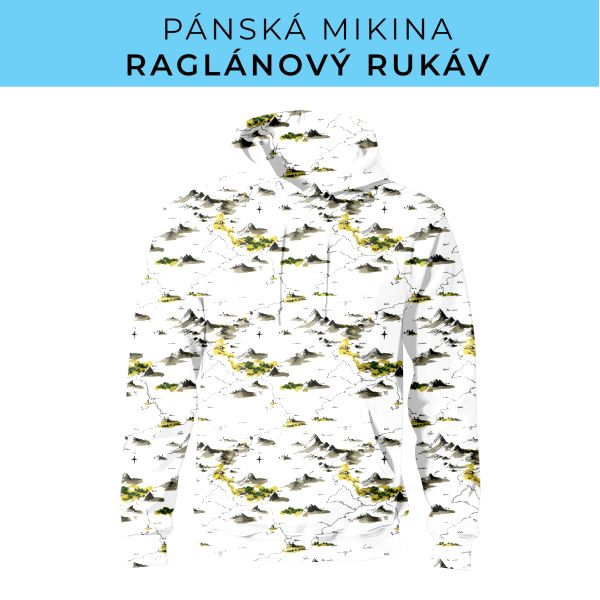 PÁNSKÝ střih - mikina raglan ZÁKLADNÍ s kapucí